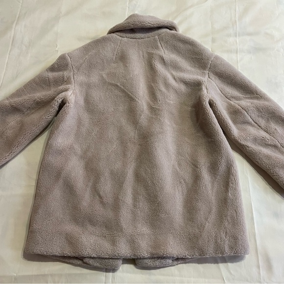 & Other Stories- Oversized Buttoned Warm Faux Fur Tan Teddy Coat Winter Size 8 - Picture 2 of 8